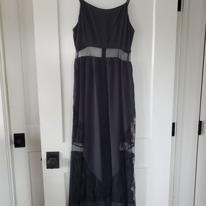 Black maxi dress with lace trim